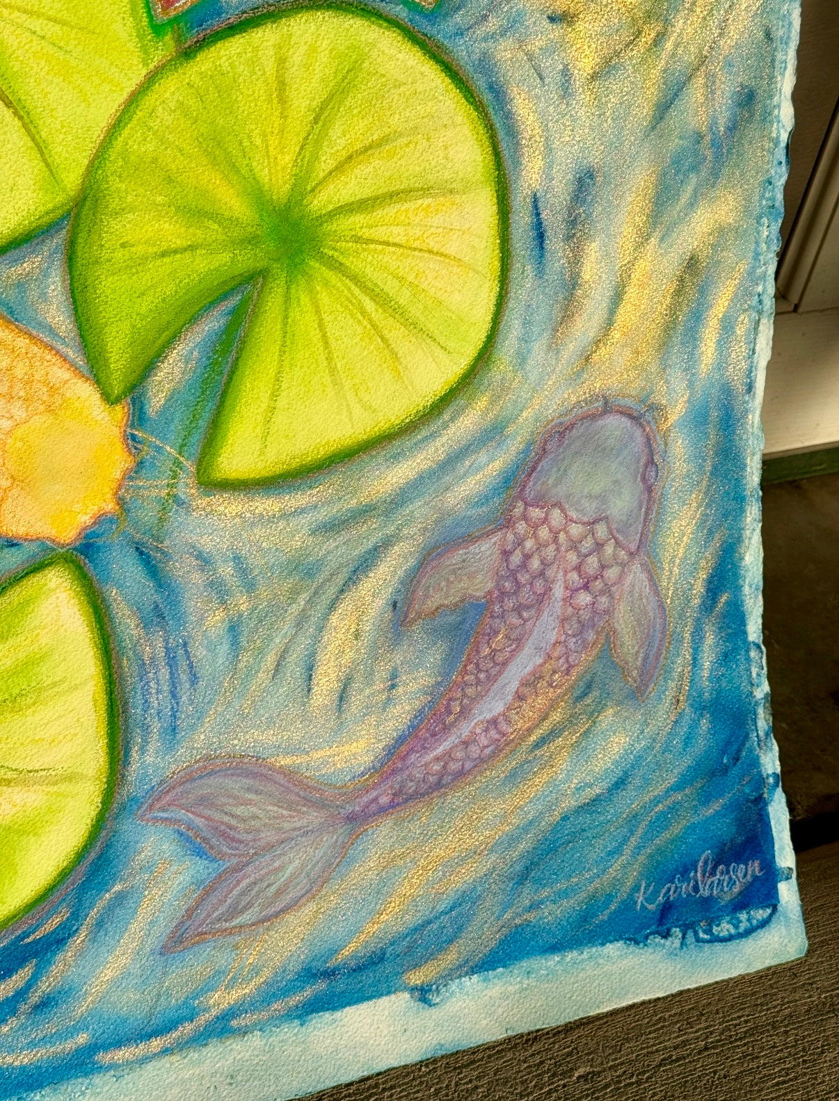 Lotus & Koi Original Artwork 24"x30"