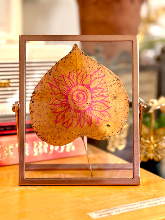 Gratitude in Pink - Original Leafling Block Print