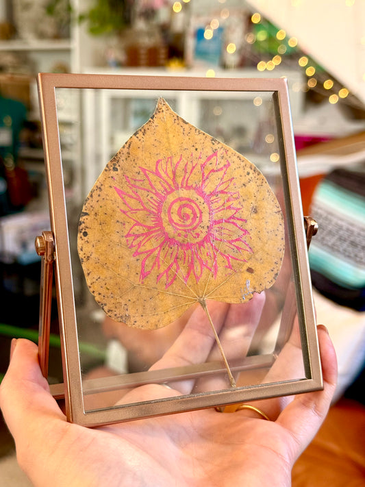 Gratitude in Pink - Original Leafling Block Print