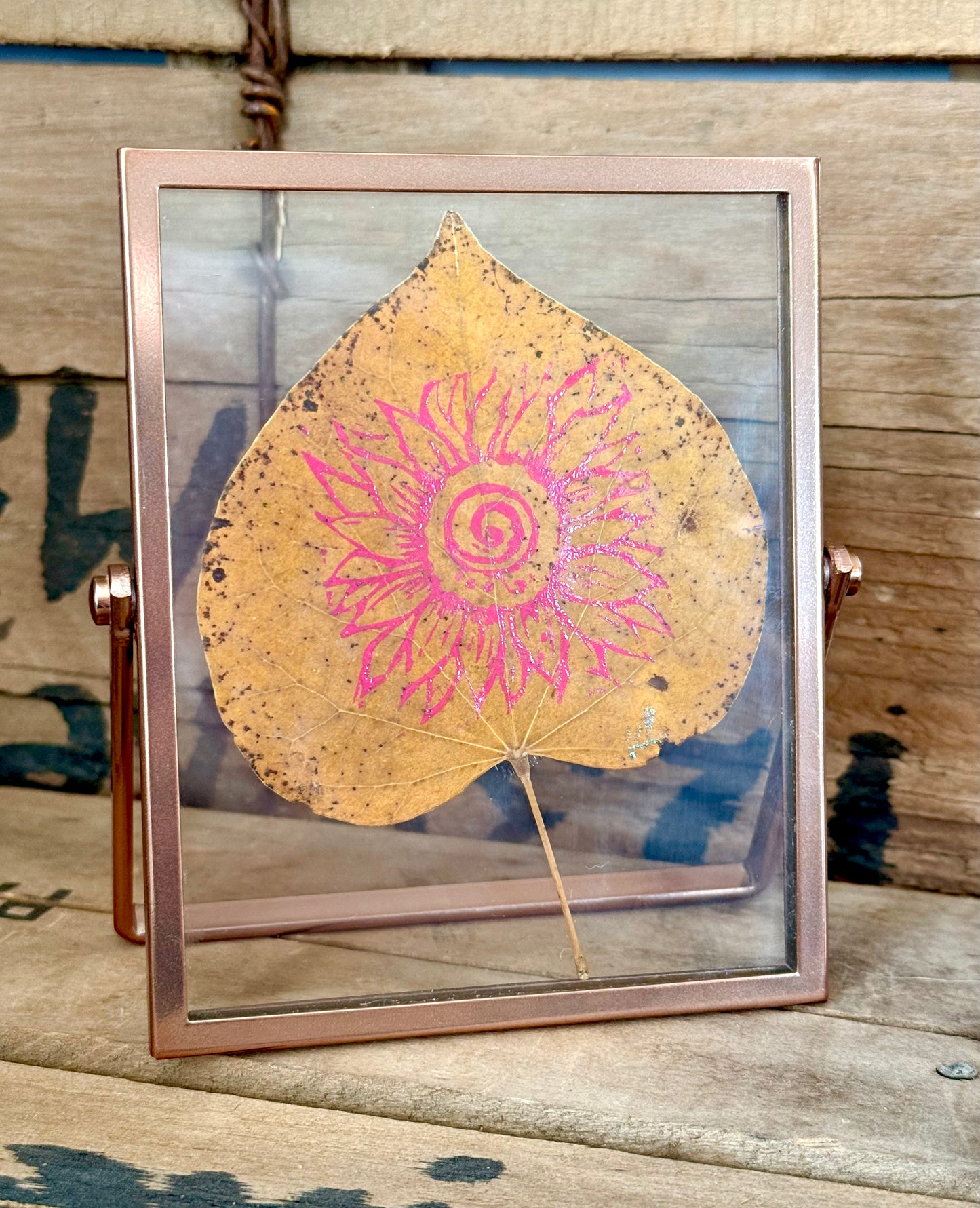 Gratitude in Pink - Original Leafling Block Print