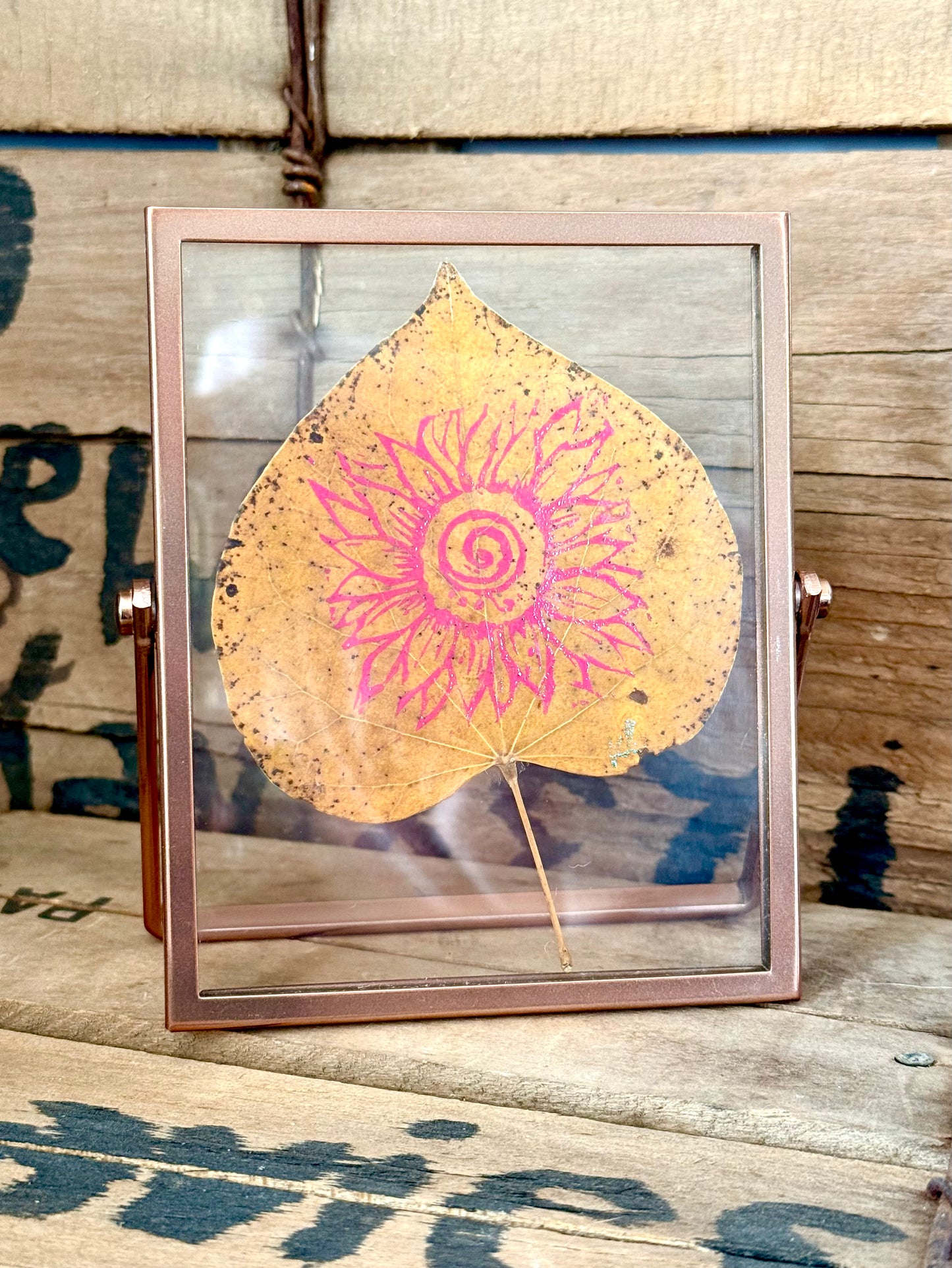 Gratitude in Pink - Original Leafling Block Print