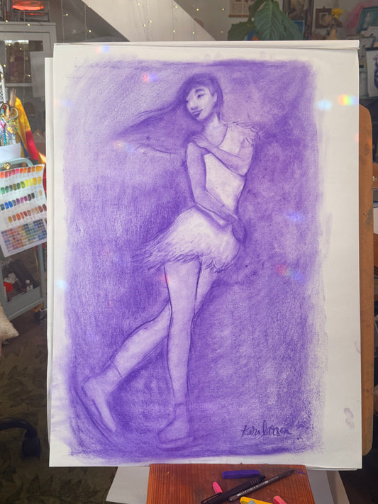 Ice Dancer in Purple Pastel - Original Artwork