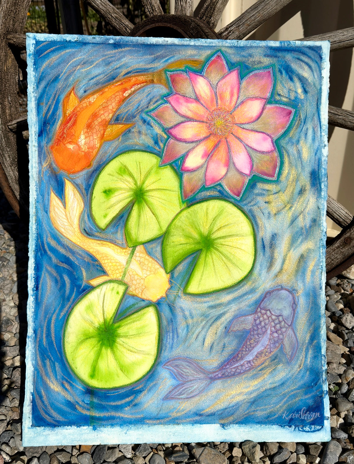 Lotus & Koi Original Artwork 24"x30"