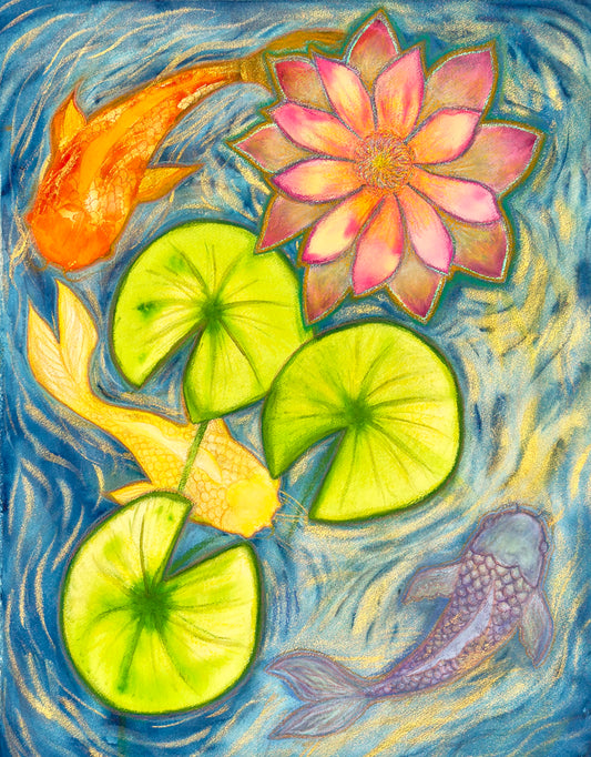 Lotus & Koi Original Artwork 24"x30"