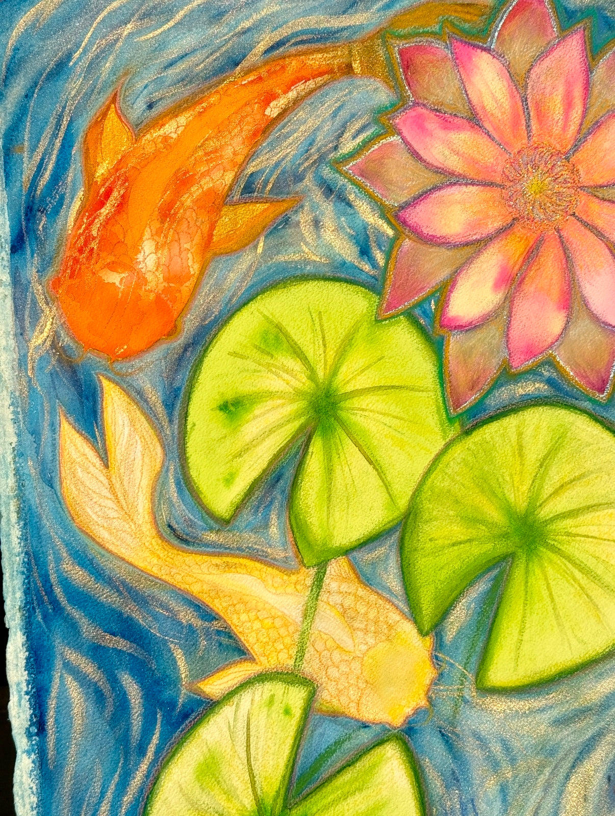 Lotus & Koi Original Artwork 24"x30"