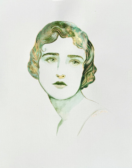 Lady in Emerald Original Artwork 11"x14"