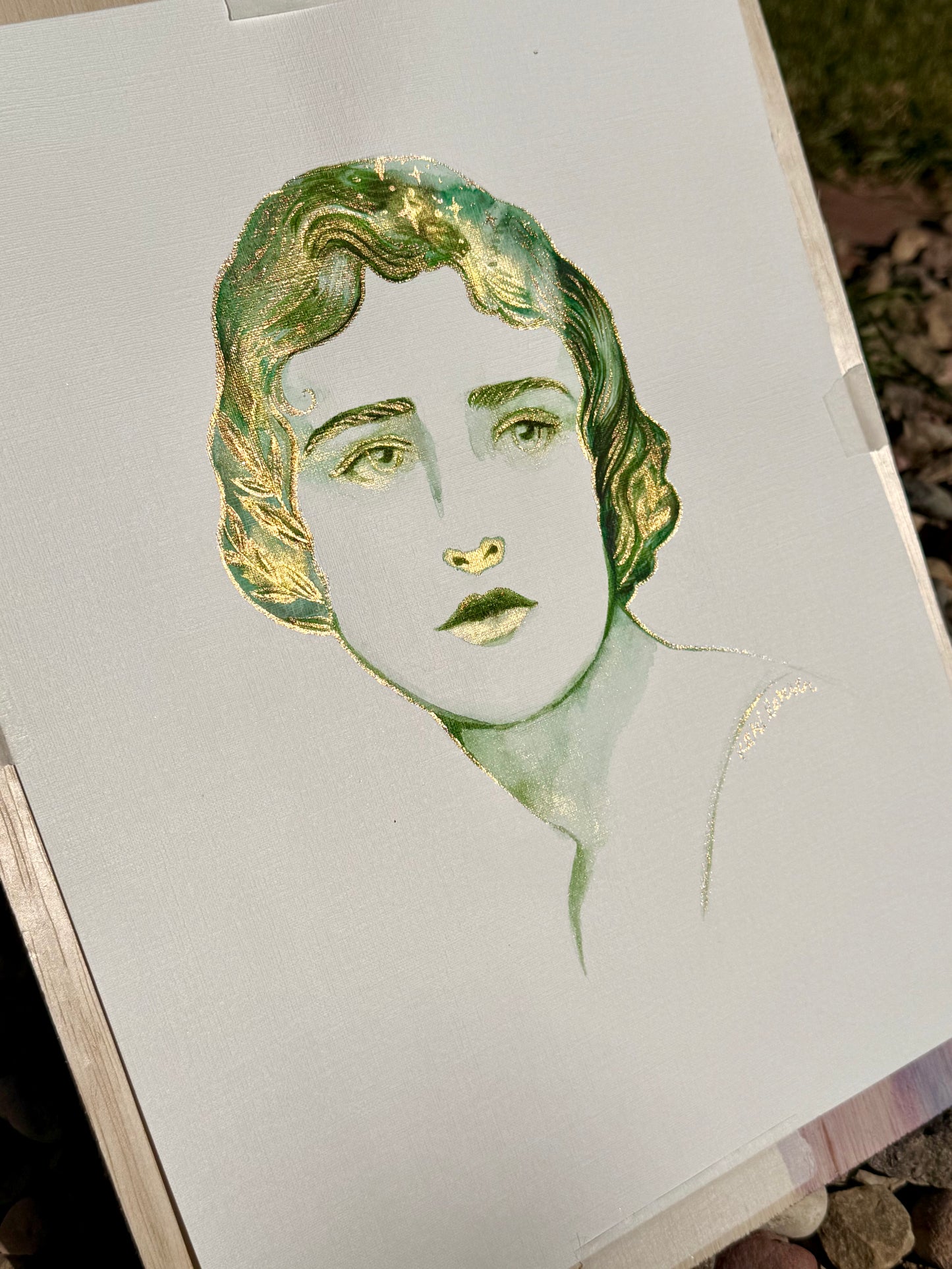 Lady in Emerald Original Artwork 11"x14"