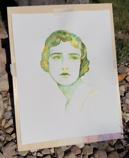 Lady in Emerald Original Artwork 11"x14"