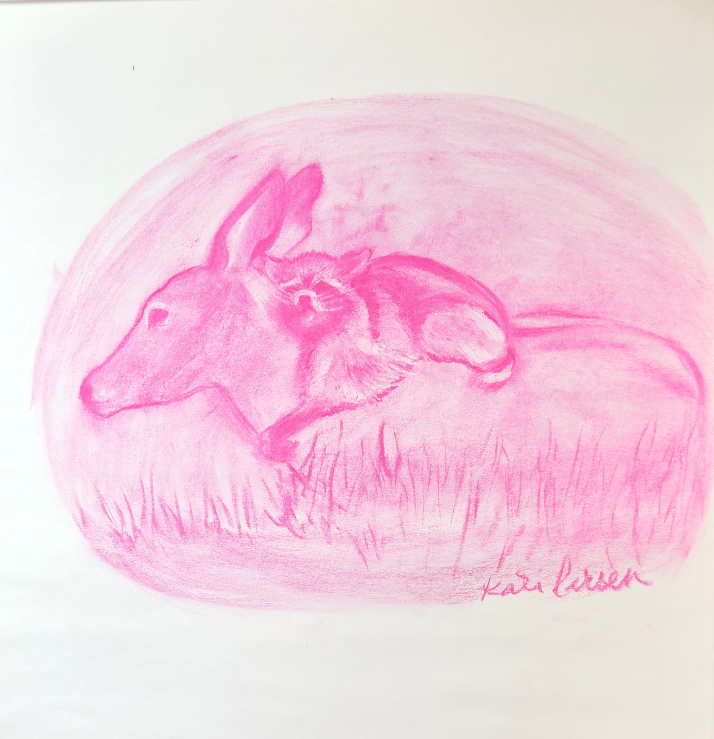 Meadow Hug in Pink Pastel - Original Artwork