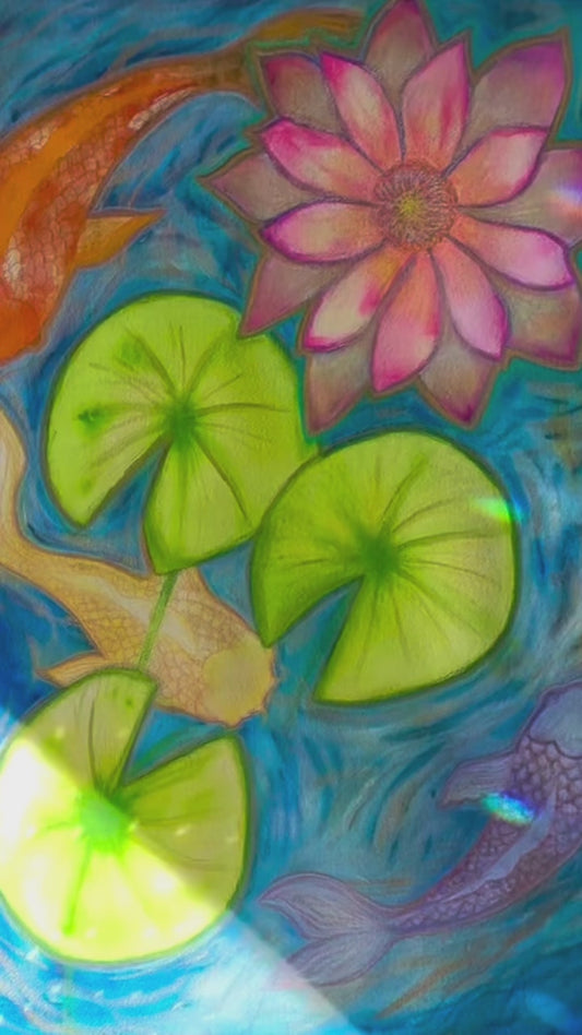 Lotus & Koi Original Artwork 24"x30"
